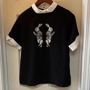 Victoria Beckham for Target Black Tee with Rabbit Design